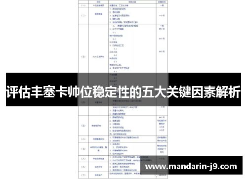 评估丰塞卡帅位稳定性的五大关键因素解析